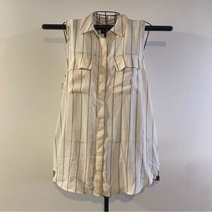 Who What Wear Sleeveless Front Full Button Stripe Collared Blouse Size L